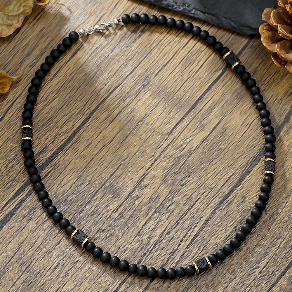 Emperor Stone Beaded Men's Collarbone Necklace: Stylish European & American Hip Hop Abacus Bead Chain