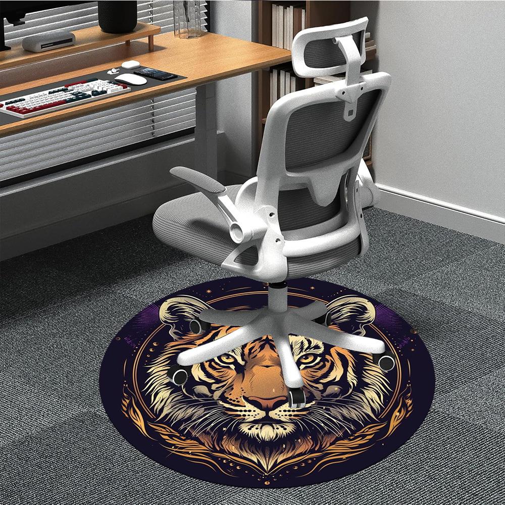 

1pc Tiger Face Artwork Chair Carpet for Office Non-Slip Mat for Office - Decorative Floor Mat yy251030246 80cm by 80cm