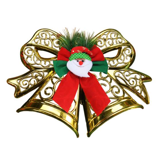 

Пластиковый бант в форме бабочки с колокольчиком, рождественское украшение, подвеска на елку для праздничного дерева, украшение для вечеринки золотистый