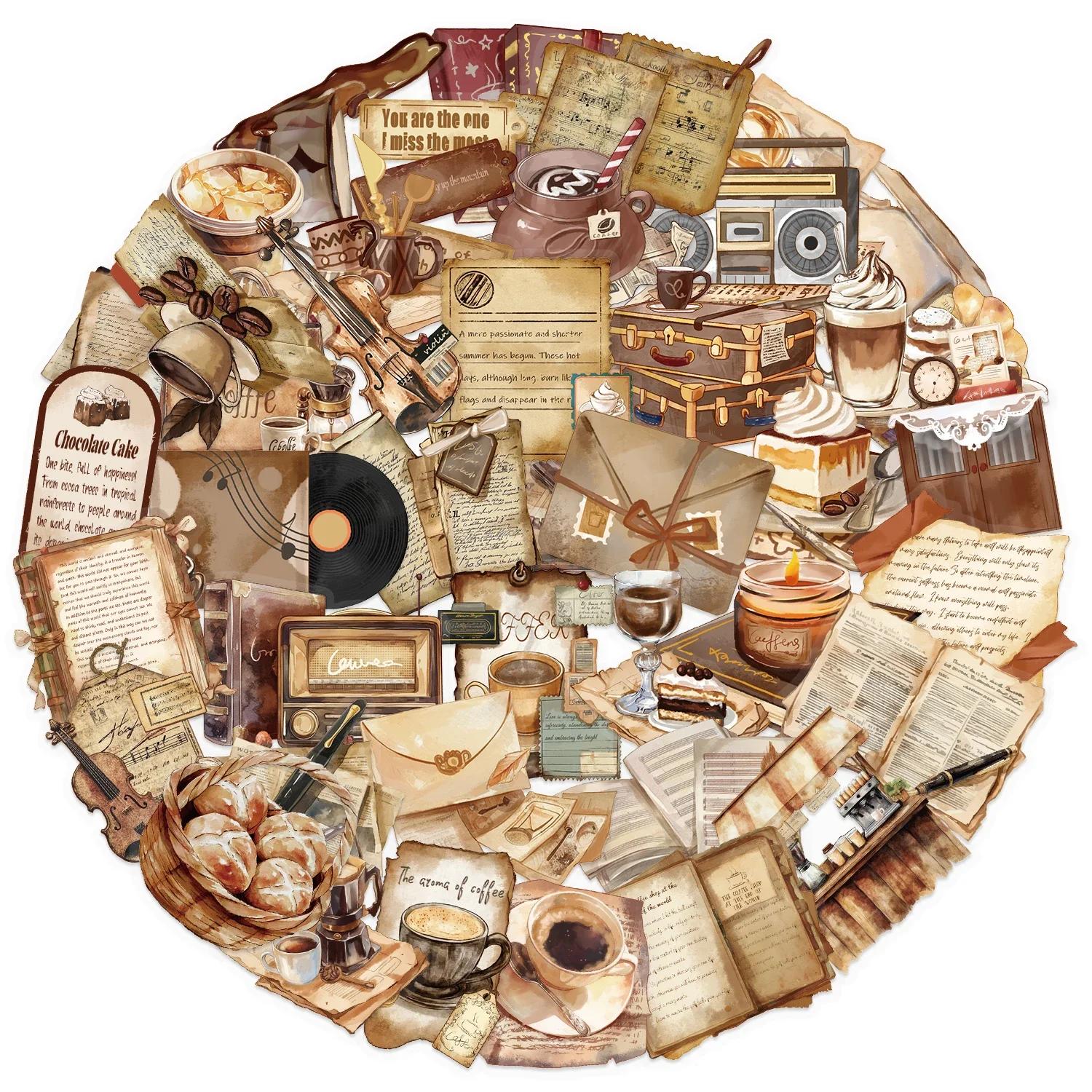 

2025 50 шт. Ретро Кафе Мультяшные Граффити Наклейки Скейтборд Бутылка для воды Блокнот Мобильный телефон Игрушка Декаль Наклейка ПЭТ Украшение