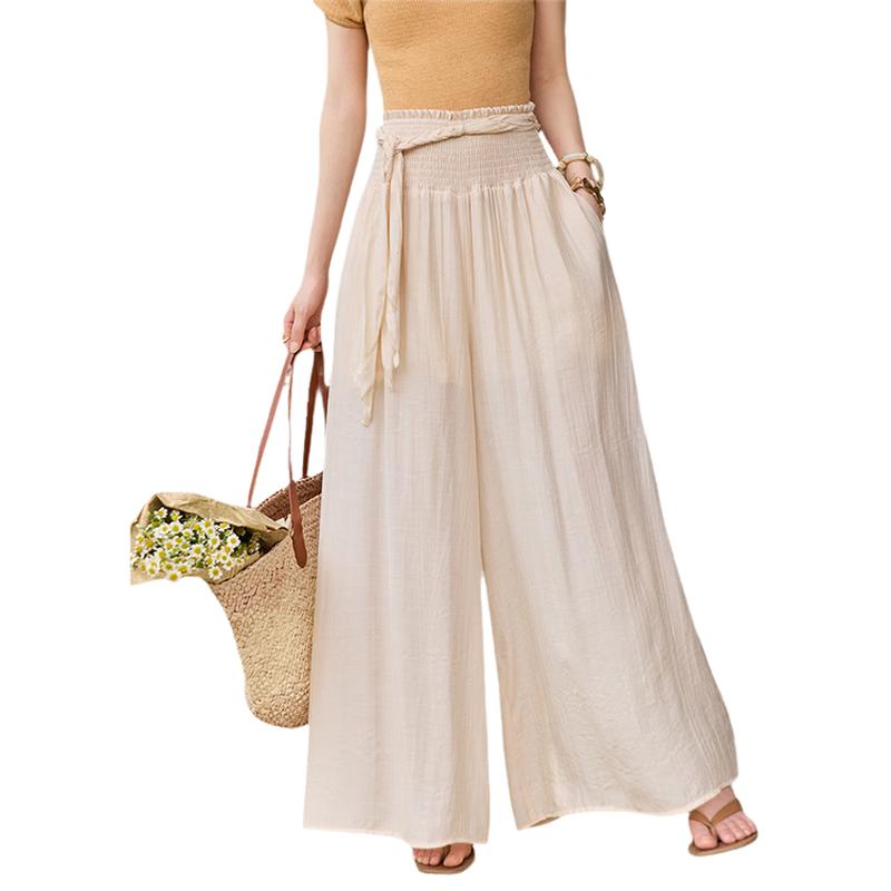 Women s High-Waist A-Line Ruffle Skirt Pants S светло-оранжевый