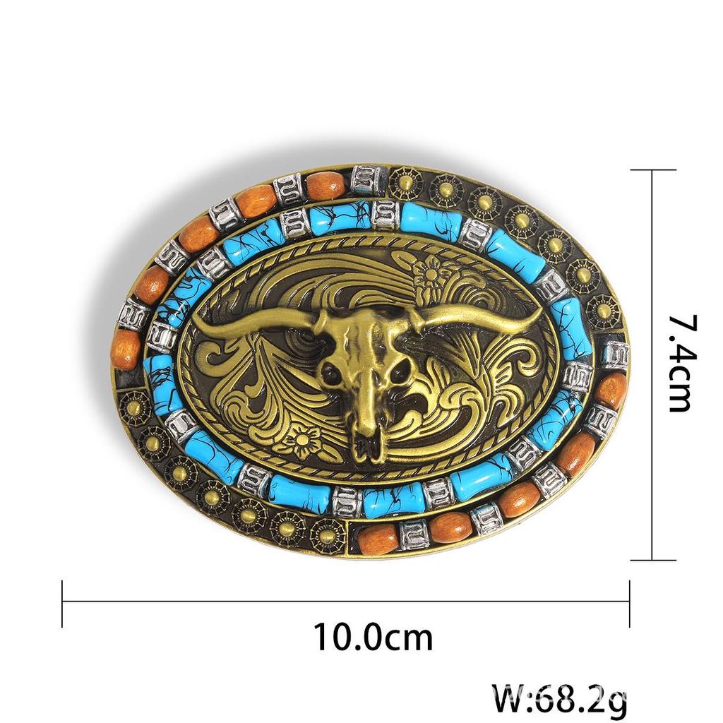 Neue Western Cowboy Gürtelschnalle: Kreatives, geprägtes Blumen- und Stierkopf-Design