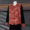 Spring Elegant Chinese-Style Velvet Three-Piece Suit for Middle-Aged and Elderly Women