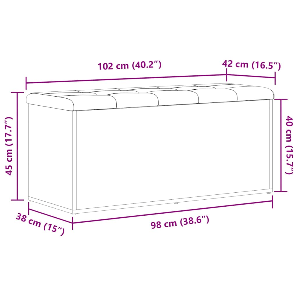 Storage Bench In Black Oak Look 102 X 42 X 45 Cm