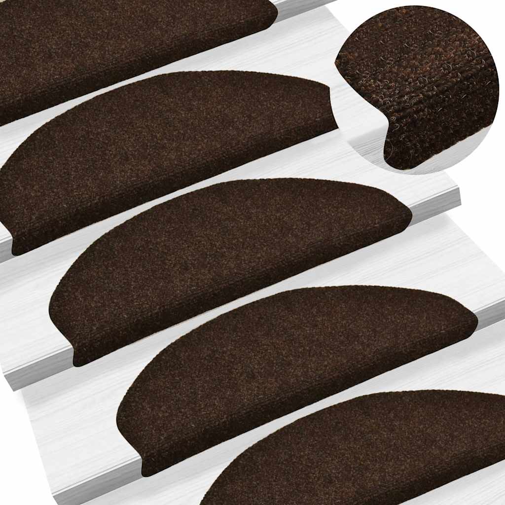 Self Adhesive Stair Treads (5 pcs) 65 x 21 x 4 cm Brown Semi Round Large