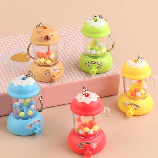Kids Manual Juice Press Gashapon Keychain Simulation Extractor Toy with Spinning Balls Mini Backpack Charm for Boys Girls