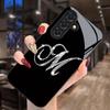 Diamond Studded Letter M Pattern Glass Tempered Phone Case Suitable for Samsung Galaxy S26 S25 S24 S22 S21 S20 FE/Ultra/Plus