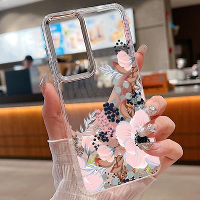 Coque souple transparente à imprimé papillon et fleur pour Samsung S24 FE S23 Ultra S22 A55 A54 A34 A35 A14, protection d'objectif, étui de téléphone transparent antichoc