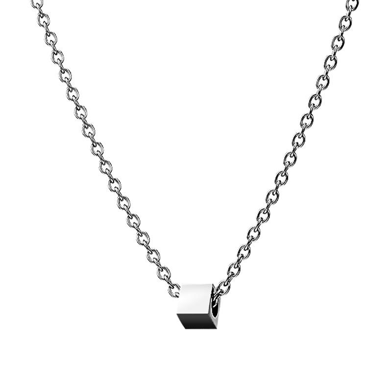 Trendy Titanium Steel Square Necklace for Men & Women - High-End Niche Hoodie Accessory Chain