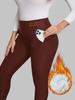 Leggings en Laine Doublés Polaire Taille Haute pour Femmes - Pantalons de Yoga Skinny Chauds pour l'Automne/Hiver