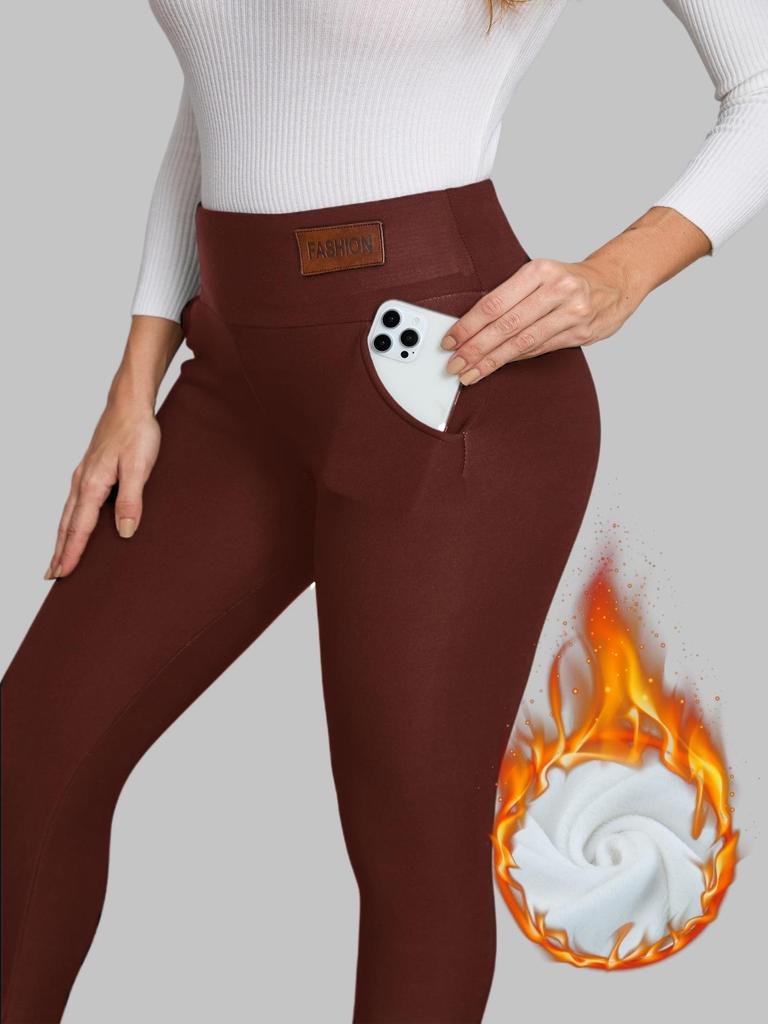 Leggings en Laine Doublés Polaire Taille Haute pour Femmes - Pantalons de Yoga Skinny Chauds pour l'Automne/Hiver