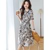 Srcr Women's 16 Momme Silk Printed Lapel Dress