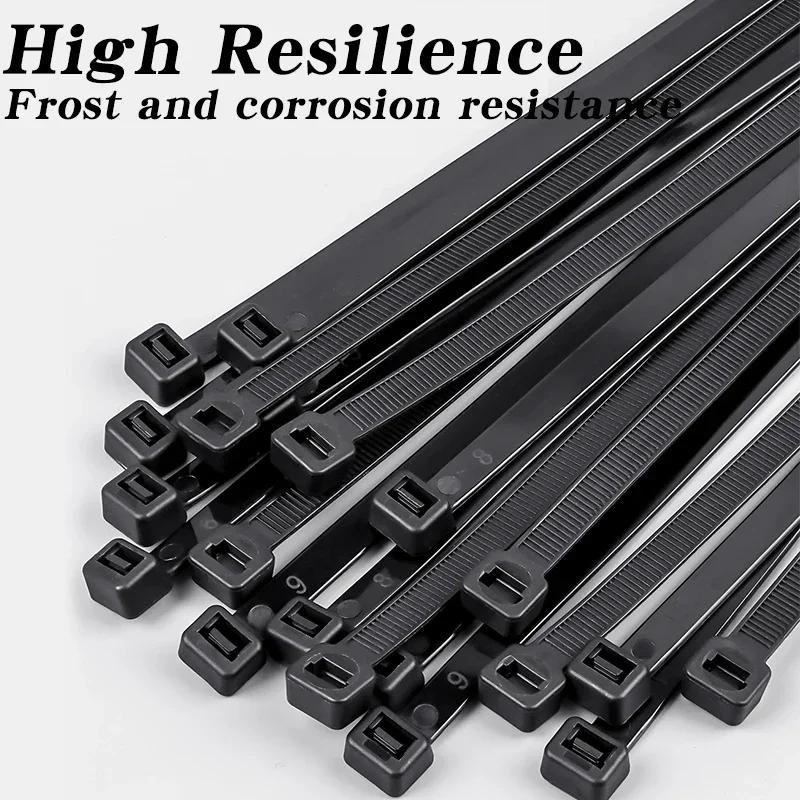 500/1000PCS Self-locking Plastic Nylon Tie Black Zip Wraps Strap Nylon Cable Tie Set Fastening Ring Loop Wire Wrap