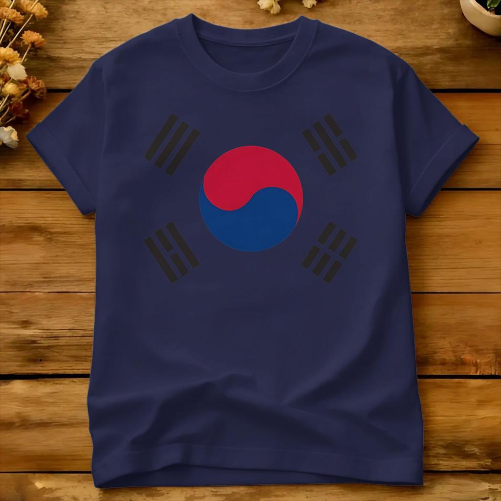 Oversized T-shirt Zomer Koreaanse Vlag Vrijetijds T-shirts Zuid-Korea Puur Katoen T-shirt Voor Unisex Klassiek Korte Mouw Top T-shirts