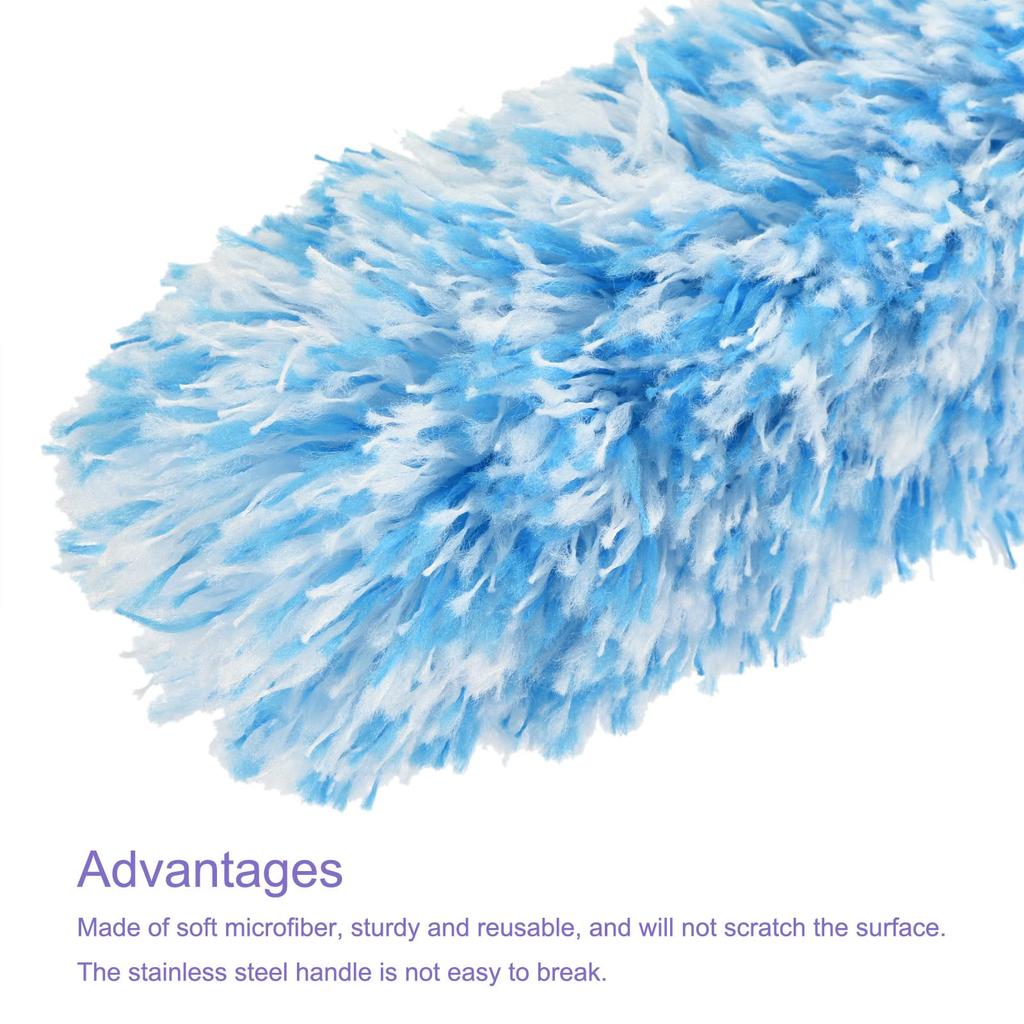 uxcell Microfiber Duster Telescopic Dusting Brush for High Ceilings Windows Furniture Computer Keyboard Home Office Blue 2pcs