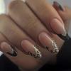 24 Stück Rosa Press-on-Nägel Kunst Leopardenmuster Französisch Lang Mandel Form Falsche Nagelspitzen Fertig Tragbar Schleife Kirsche Design Falschnagel Set