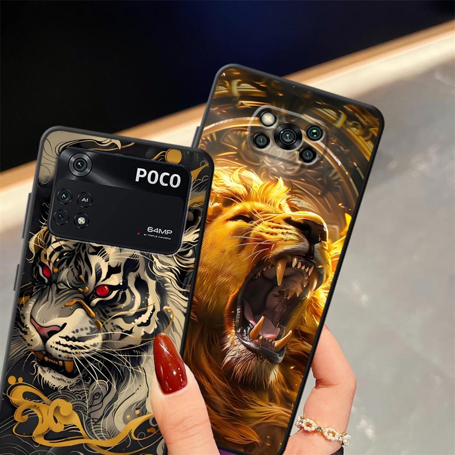Case for Xiaomi Poco F8 X3 X4 X5 X7 Pro C75 C50 C61 M3 M4 M7 Pro C71 F3 F1 M5 Funda Phone Cover Cool Tiger Lion