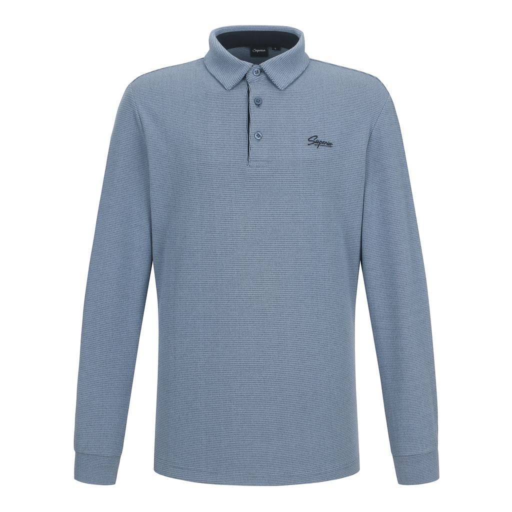 SUPERIOR Men'S Collared Basic Fine Pattern T-Shirt Blue (Im0Eks30443)
