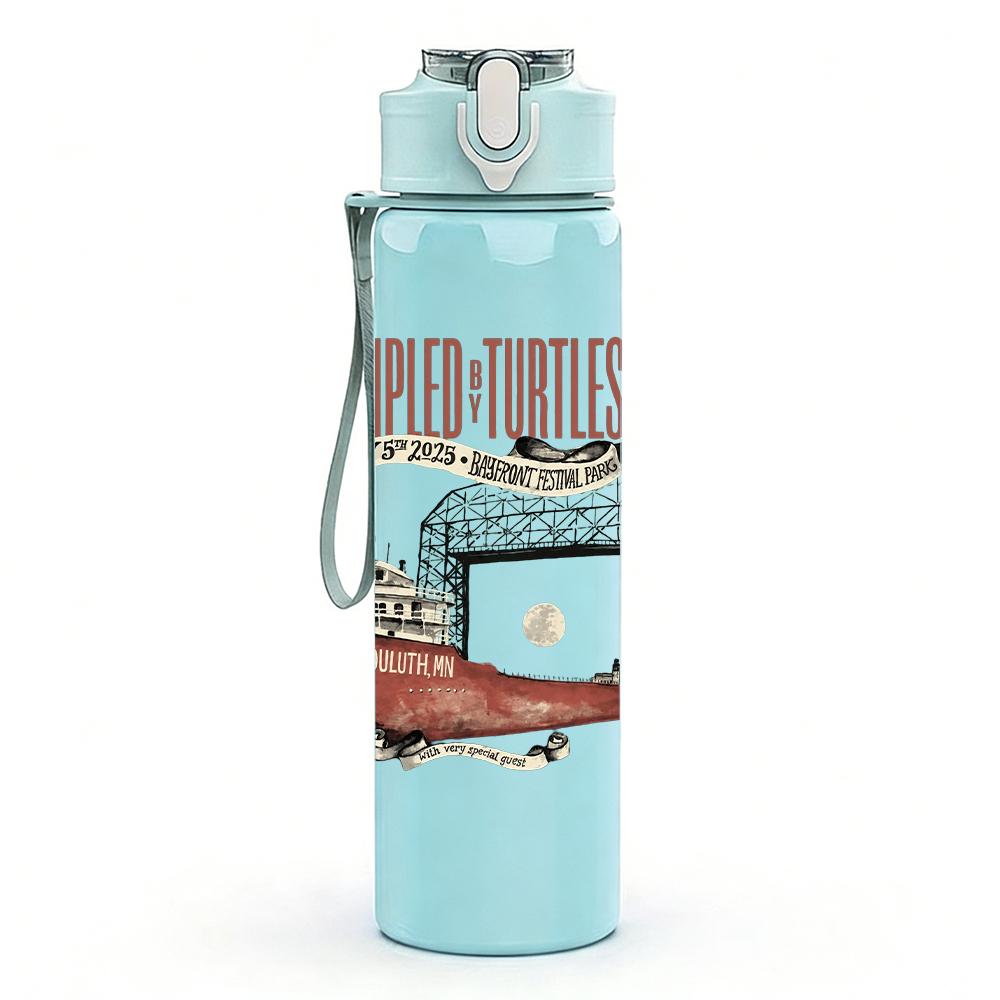 1PC Vintage Western Pistol Text Graphic Print 750ml Portable Sports Water Bottle Leakproof Gym Outdoor Travel Drink Cup