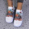 Fashion Graffiti Print Platform Sneakers for Women 2025 New Fashion Crystal Knitted Sports Shoes Woman Lightweight Low Top Sock Sneakers