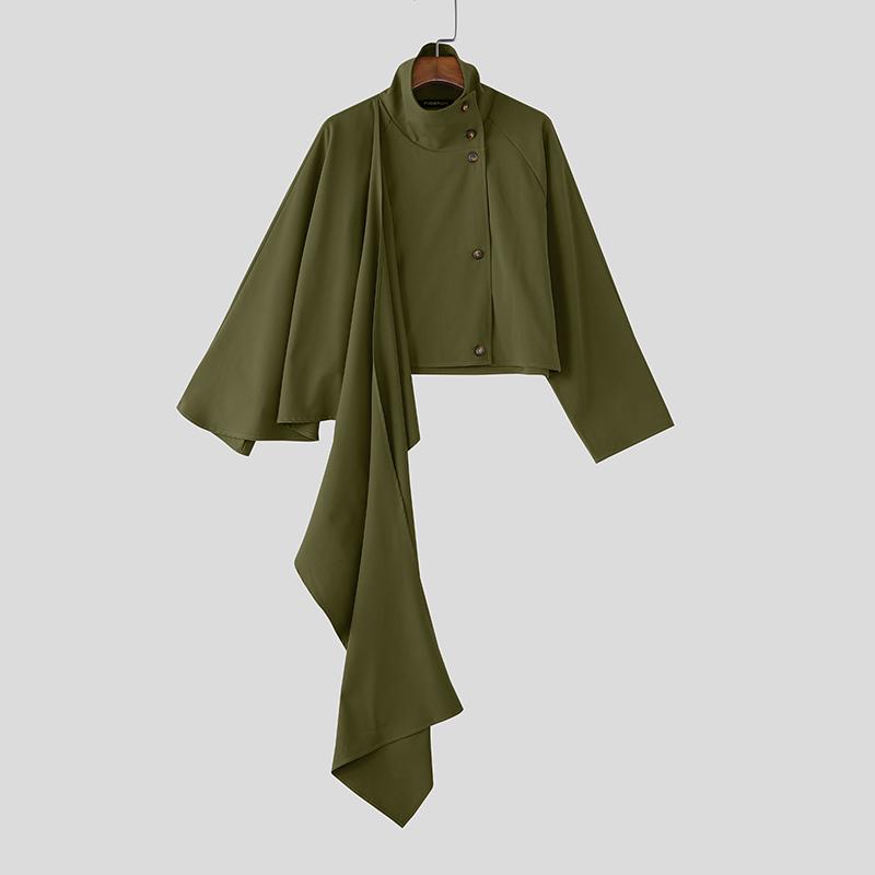 

INCERUN Мужские блейзеры с длинным рукавом, стойкой и нерегулярными слоями, укороченные пальто 5XL