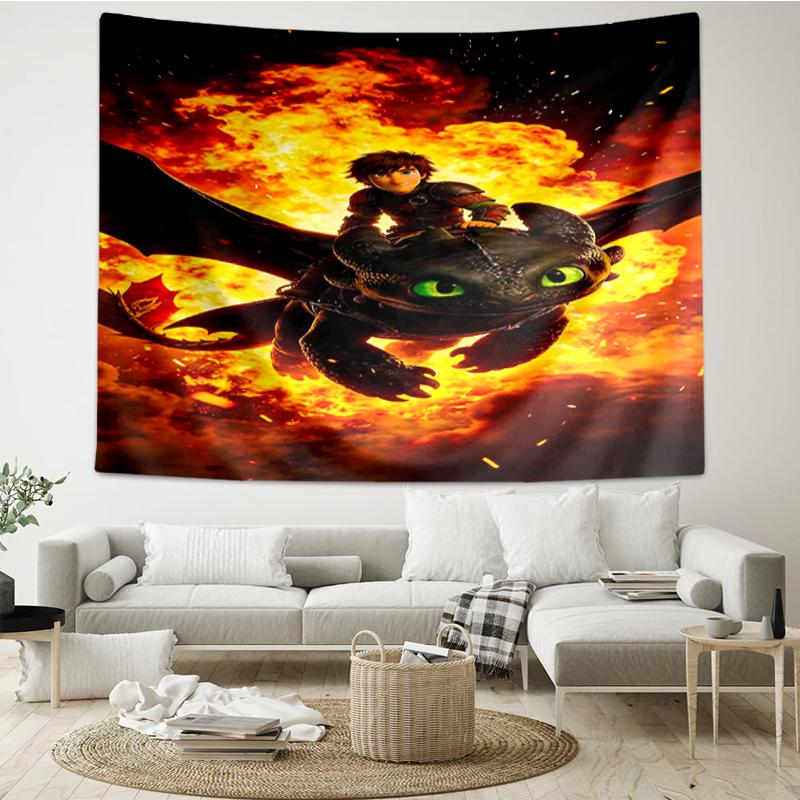 Dragon Print Tapestry, Backdrop, Easy Setup, Ideal for Bedroom, Office & Living Room, with Aesthetic Wall Hanging Decor.