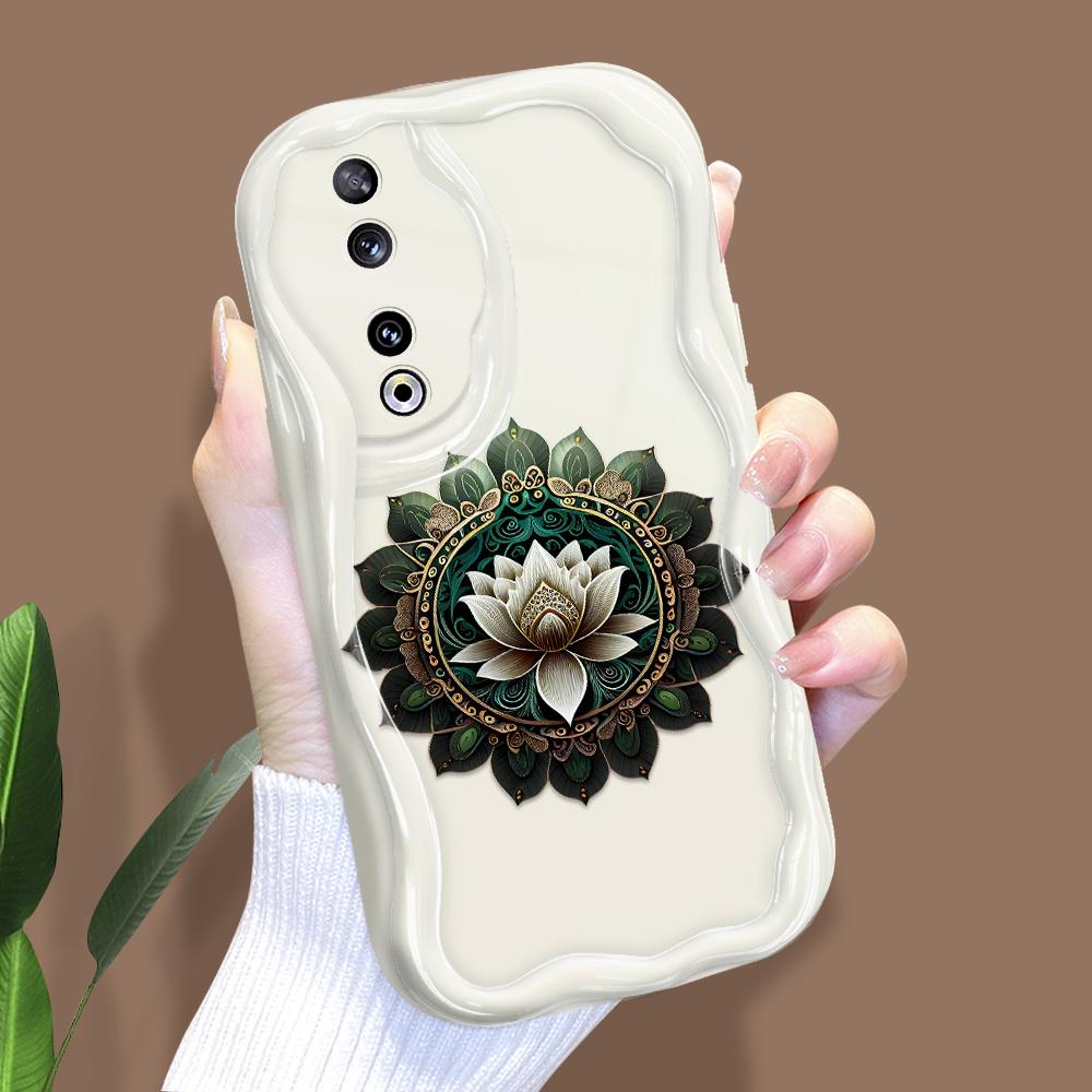 

Милый мультяшный узор, кремовая текстура, мягкий силиконовый чехол с волнистыми краями, чехол для телефона для Huawei Honor Infinix Tecno iPhone iPhone 14 Pro белый