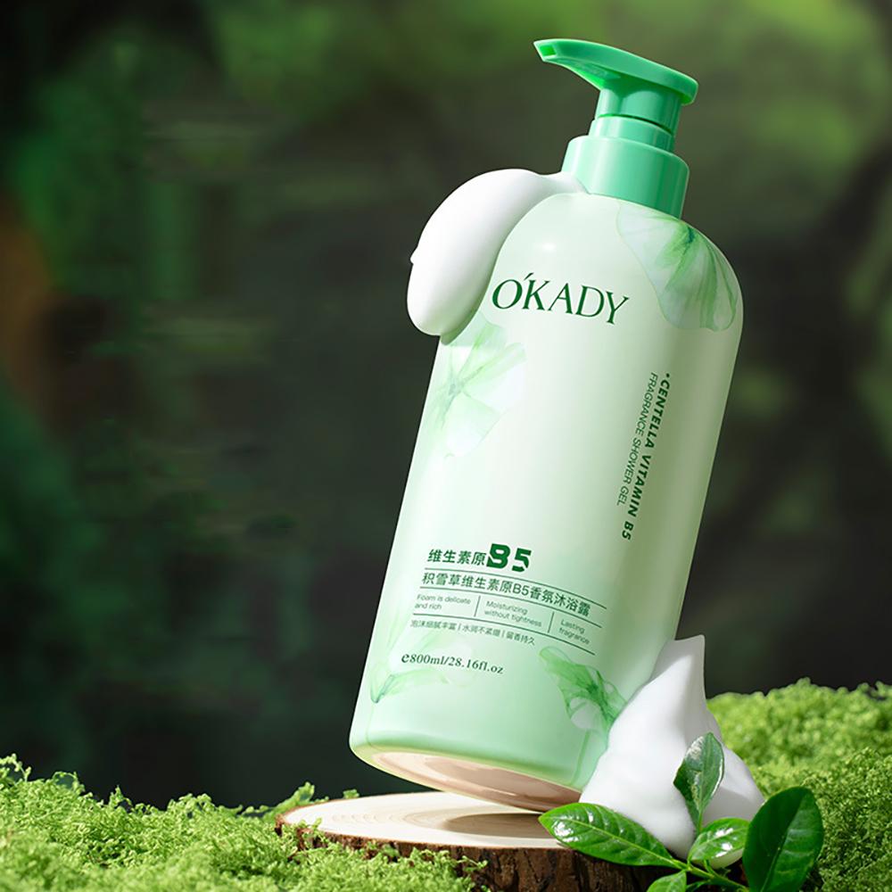OKADY Asiatic Centella Vitamin B5 Fragrance Shower Gel Snow Grass Shower Gels Refreshing Clean Body Care Moisturizing Bathe