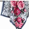 Women' Scarf 90X90 "Rose Garden" - Elegant Scarf with Roses, Imitation Silk