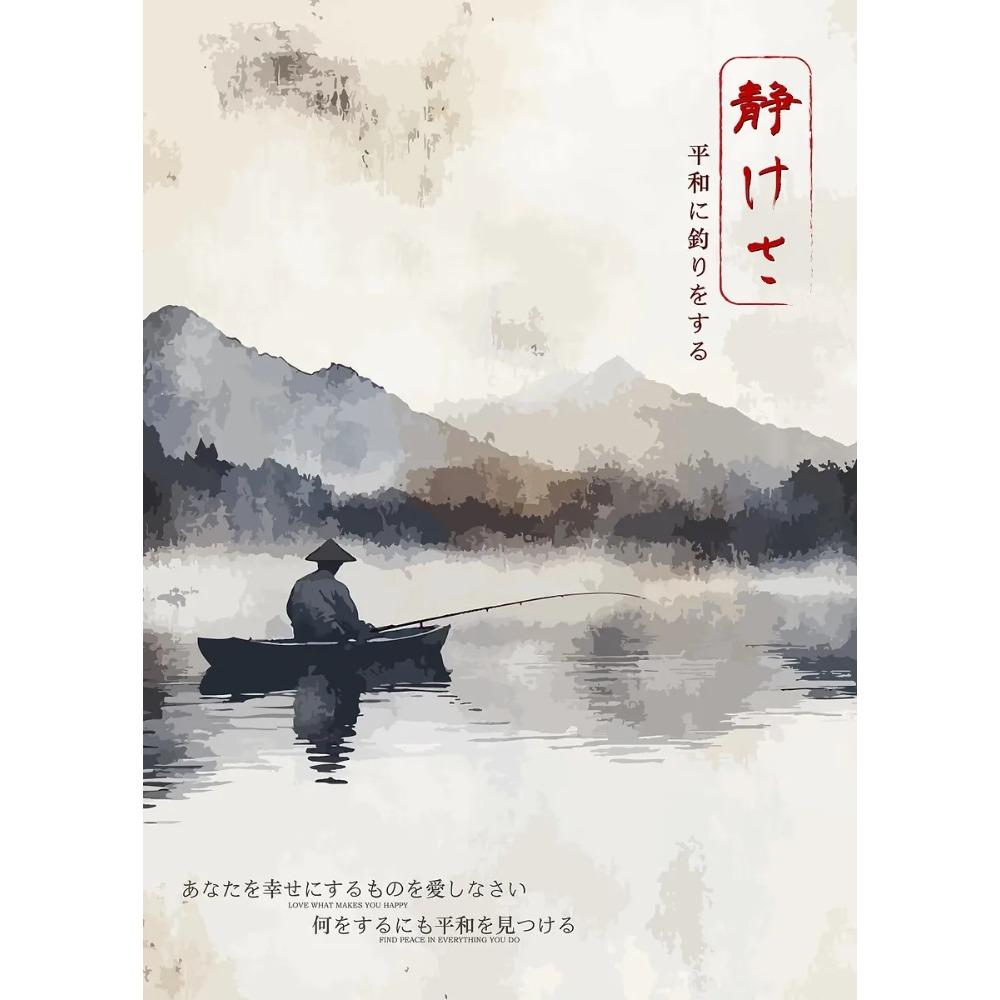 Japanese Vintage Posters Crane Mount Fuji Prints Lake Fishing Lotus Flower Canvas Painting Wall Pictures Home Living Room Decor