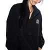 MLB Solid Color Stand Collar Fitted Long Sleeve Jacket Women Jackets Black 3AWJB0234-50BKS