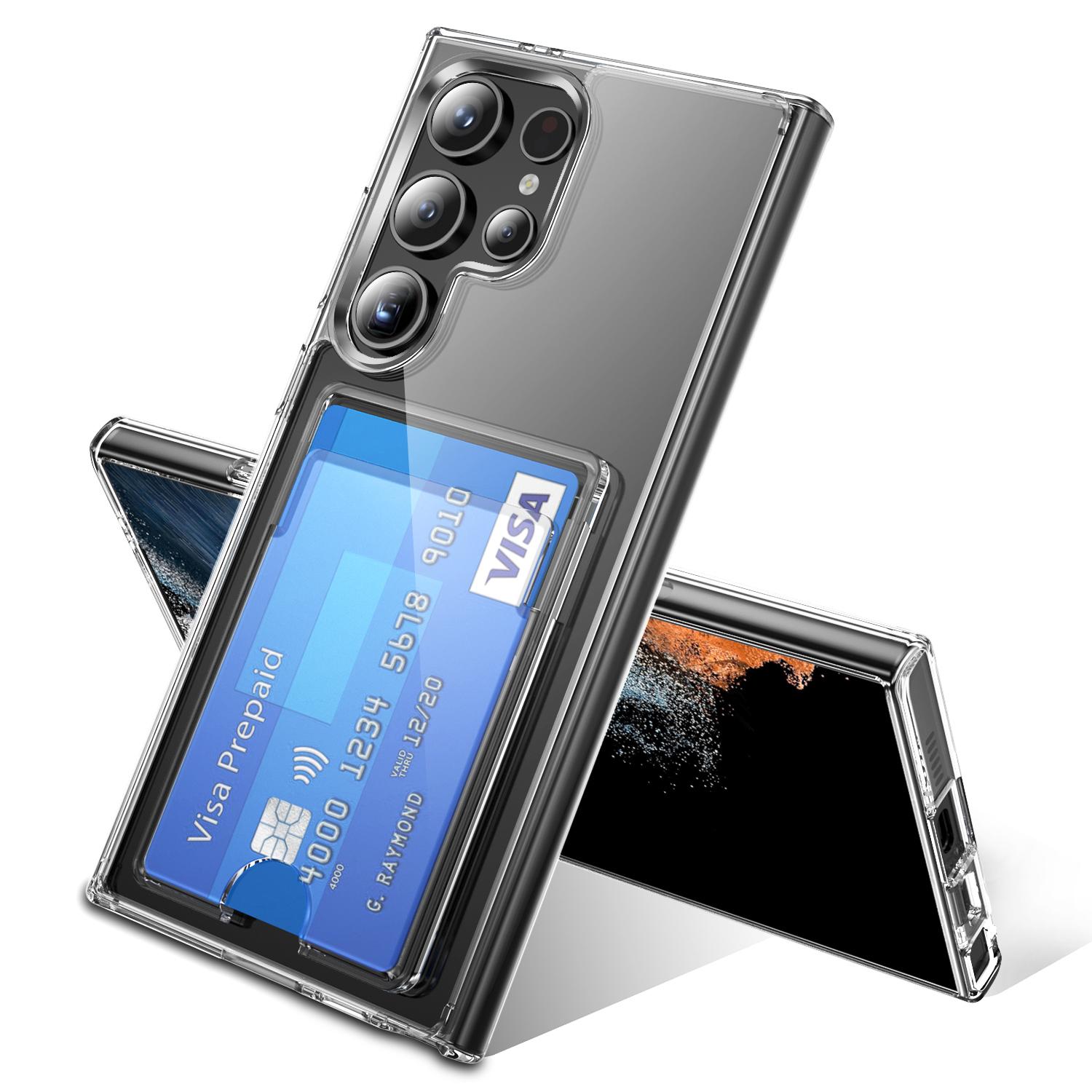 

For Samsung Galaxy S25 Ultra Clear Case TPU+PC+Acrylic Cell Phone Case with Card Holder Style A