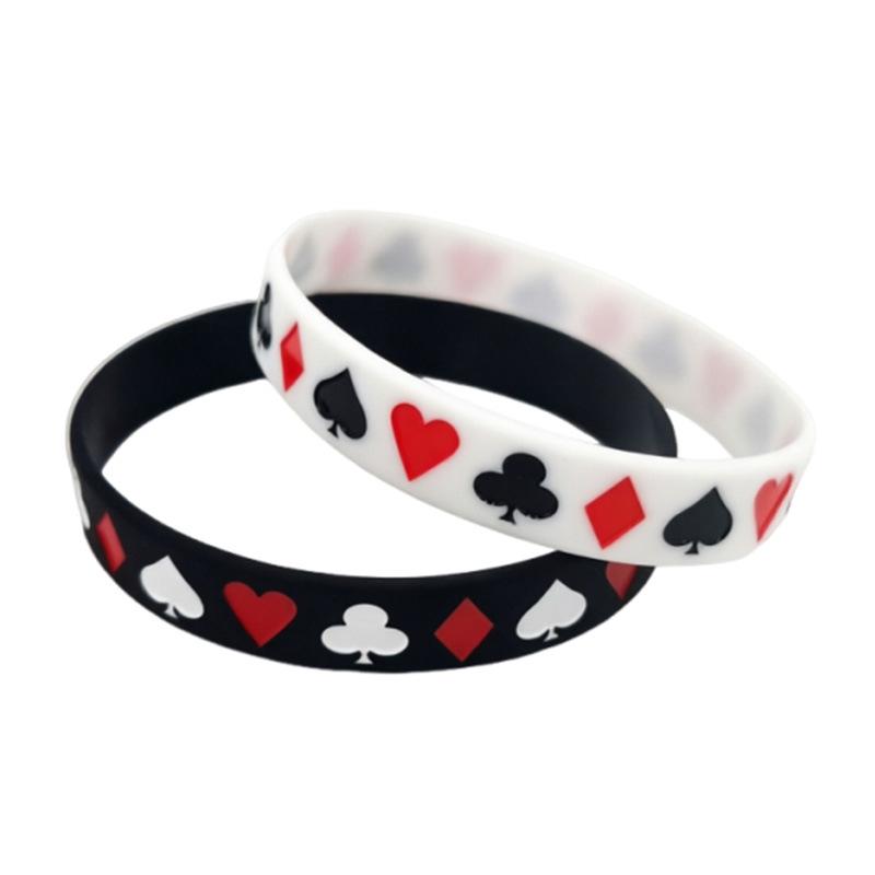 Braccialetto da polso in silicone stile Poker Bianco e Nero Disponibile - Design alla moda e creativo con carte da gioco