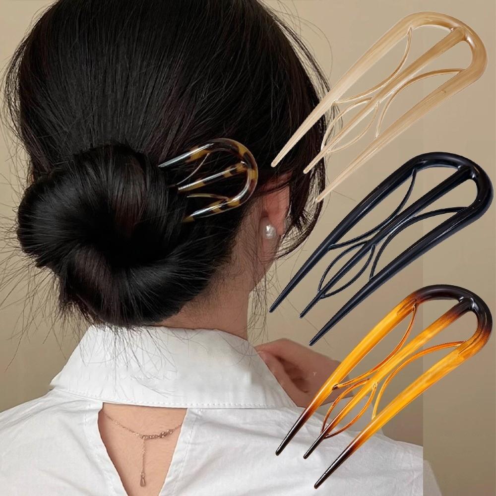 Acetate Hair Clip Multi-pronged Hairpin Elegant Hair Fork  Updo Styling