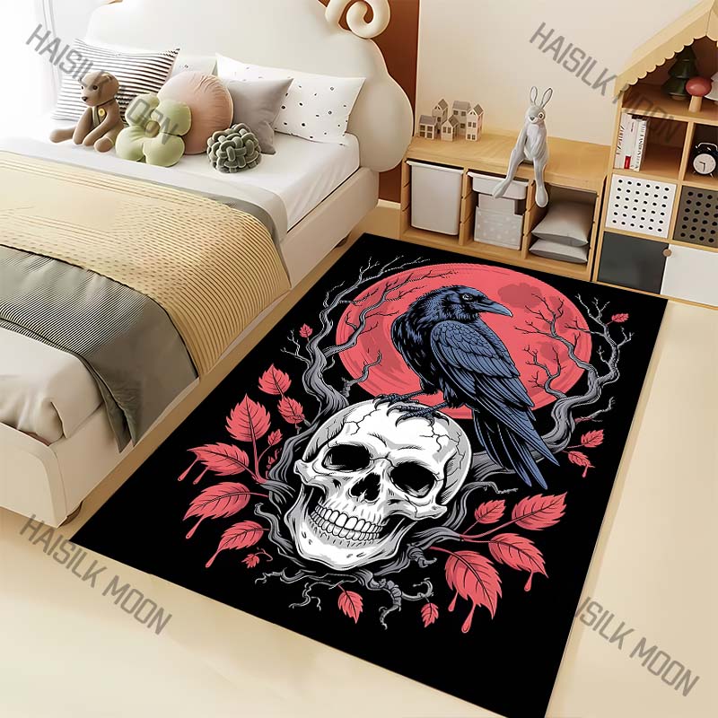 1PC Raven moon branches leaves Carpet for Living Room Bedroom Sofa Home Decor Rus Non-slip Floor Mat Luxury Gift