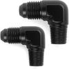 4AN Flare To 1/8NPT Male 90 Degree Fitting Adapter Connector Aluminum Black 2Pcs