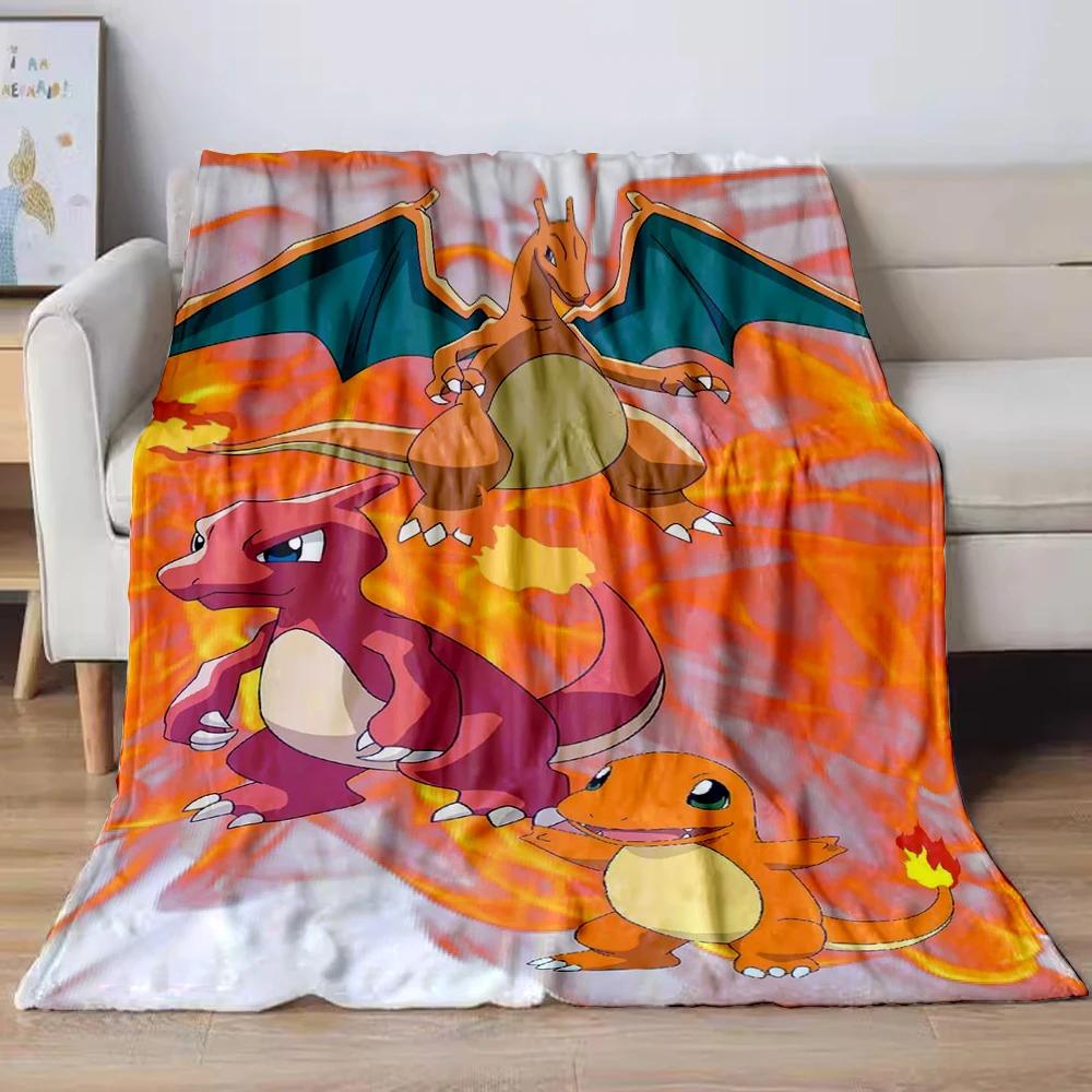 31 Style Anime Pokémon Charizard Cartoon Flannel Blanket for Sofa Home Sofa Student Blankets Children Student Nap Girl Kids Gift