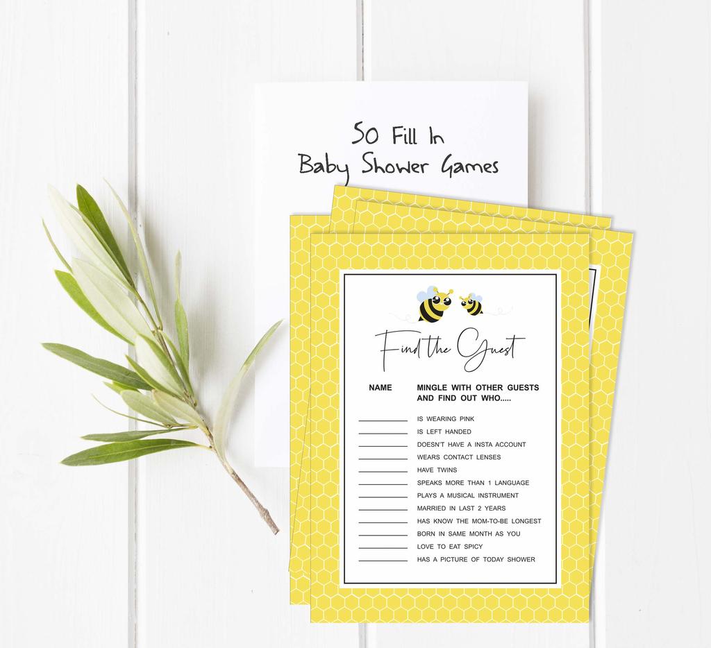 Inkdotpot Gender Neutral Honey Bee Party Supplies-Set Of 50 Baby ShowerA  Prediction Cards For Baby Shower