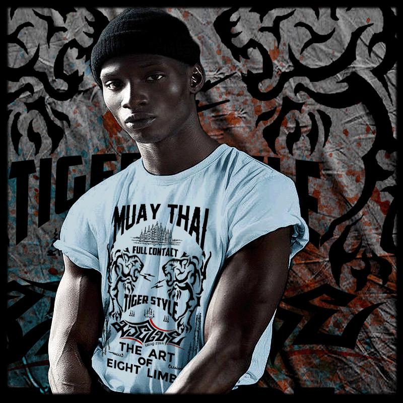 

Muay Thai T-shirt Thai boxing Sak Yant Tattoo Thai Boxer muay boron tiger roar 4XL