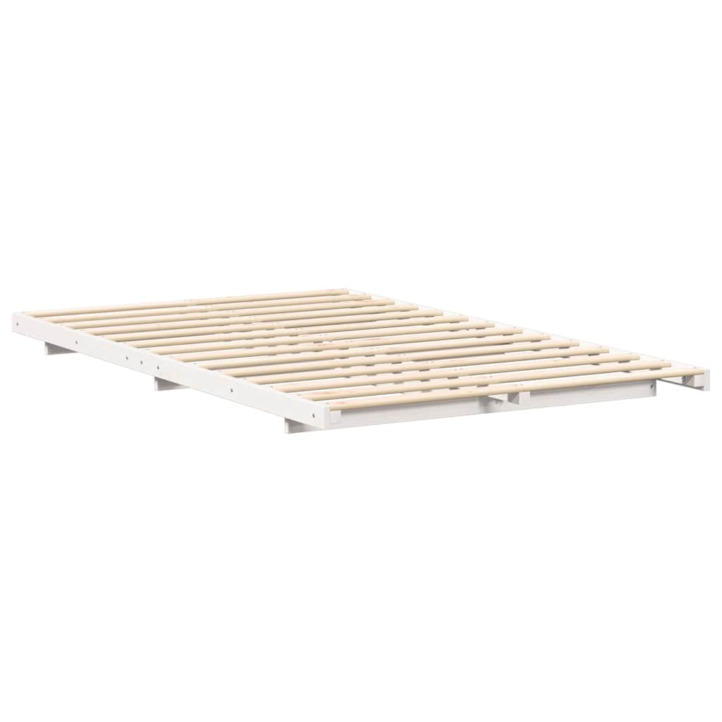 White Bed Frame 120 x 190 cm Solid Pine Wood