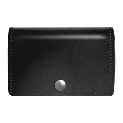 [DomTeporna] Small Leather Wallet, Italian Leather, Compact Tri-fold Mini Wallet with Coin Pocket, Men's & Women's, Black
