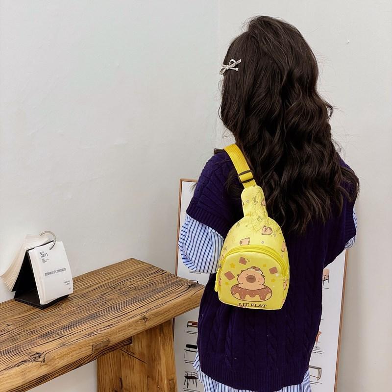 School Bag Breast Bag Cartoon Boys and Girls Change Bag Kapibara Casual Shoulder Messenger Bag Back