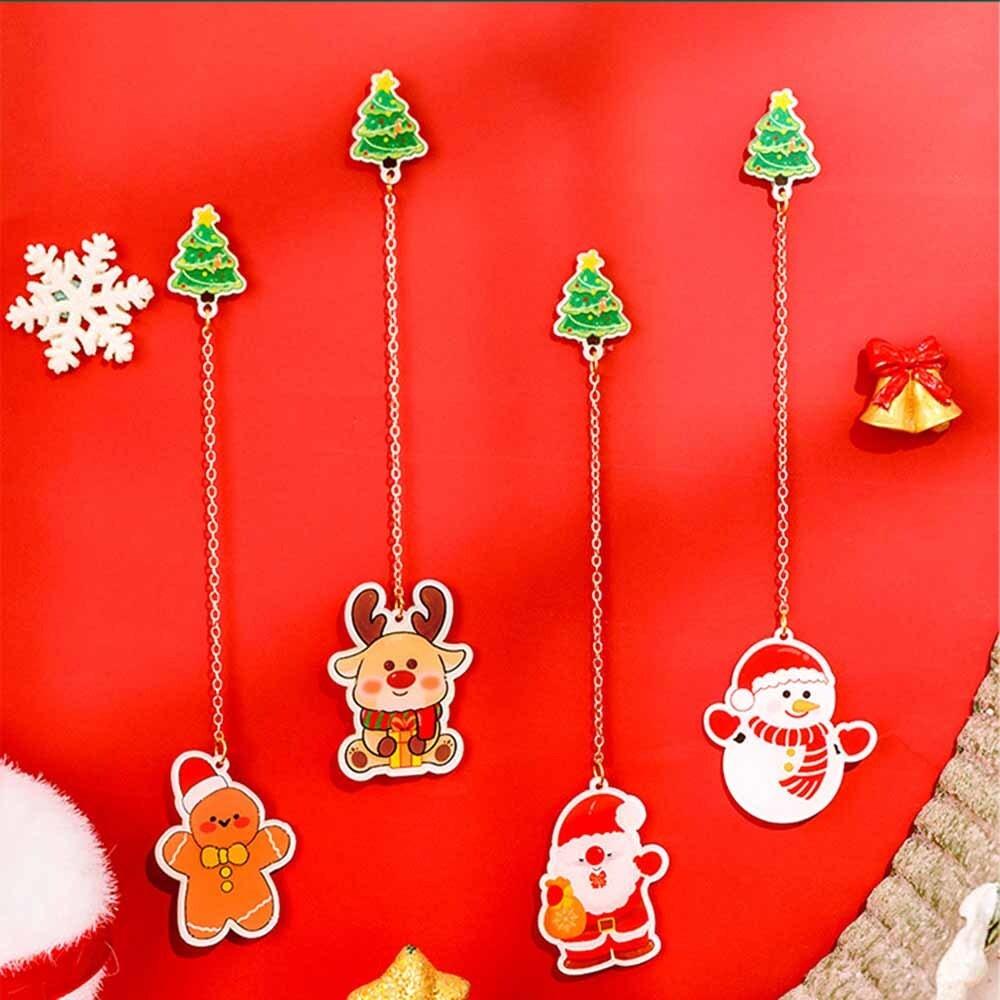1 Piece Cartoon Christmas Metal Santa Claus Acrylic Pendant Bookmark School Office Supplies Bookmarks Cute Stationery
