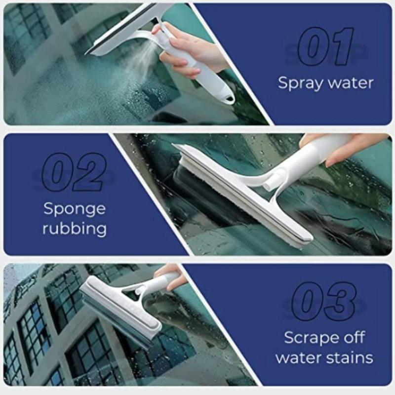 3-in-1 Silikon Glas Badezimmerreinigung Hand-Duschabzieher Wischer Spray Fensterwischer mit Düse Bewässerung Reinigung