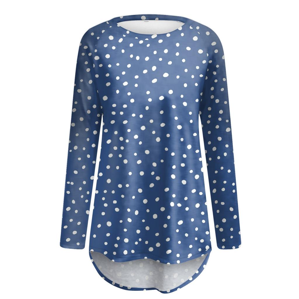Top Blusa Pullover Casual da Donna a Manica Lunga con Stampa Girocollo