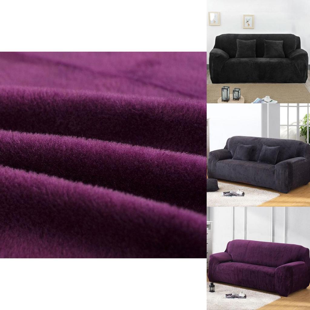 Versatile Easy Fit Sofa Slipcover Wrinkle Resistant Thick Plush Velvet For Different Sizes