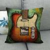 Vintage musical instrument watercolor guitar Digital printing short plush pillow covers for car sofa office cushion cover