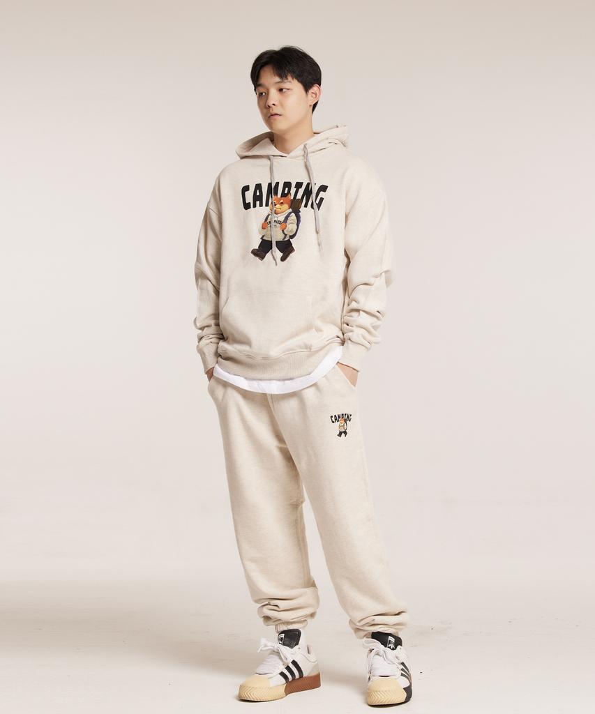 CREAM SODA LAB Camping Small Logo Training Jogger Pants Oatmeal