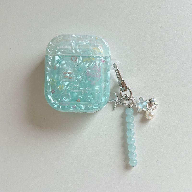 

Чехол для Airpods4 Защитный чехол Активное шумоподавление Apple 3 поколение Чехол для Bluetooth-наушников Pro 2 Рукава для наушников Корейский Милый Веселый INS Ракушка Apple AirPods 4 [Blue Fritillaria Ocean] Pendant