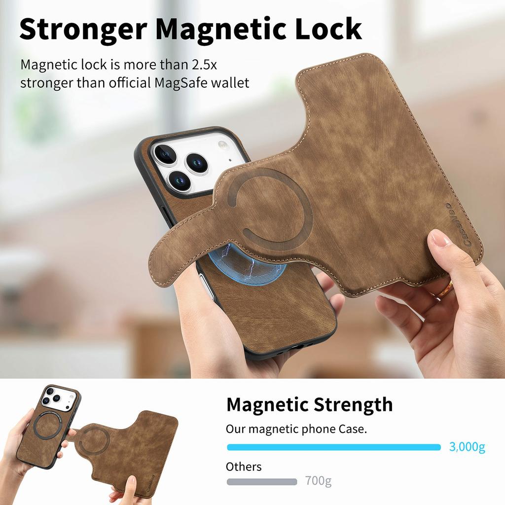 CASENEO MW-03 For iPhone 17 Pro Case with Detachable Wallet Leather + TPU Phone Cover